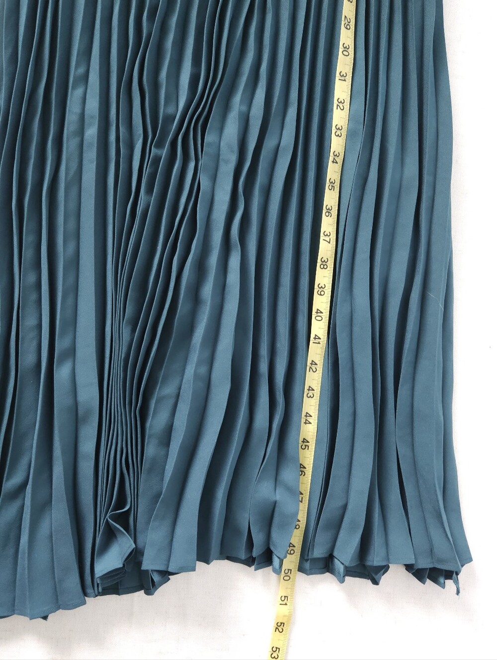 Ann Taylor Pleated Belted Maxi Dress 8 Teal Short Sleeve Dark Academia Workwear - Picture 7 of 9